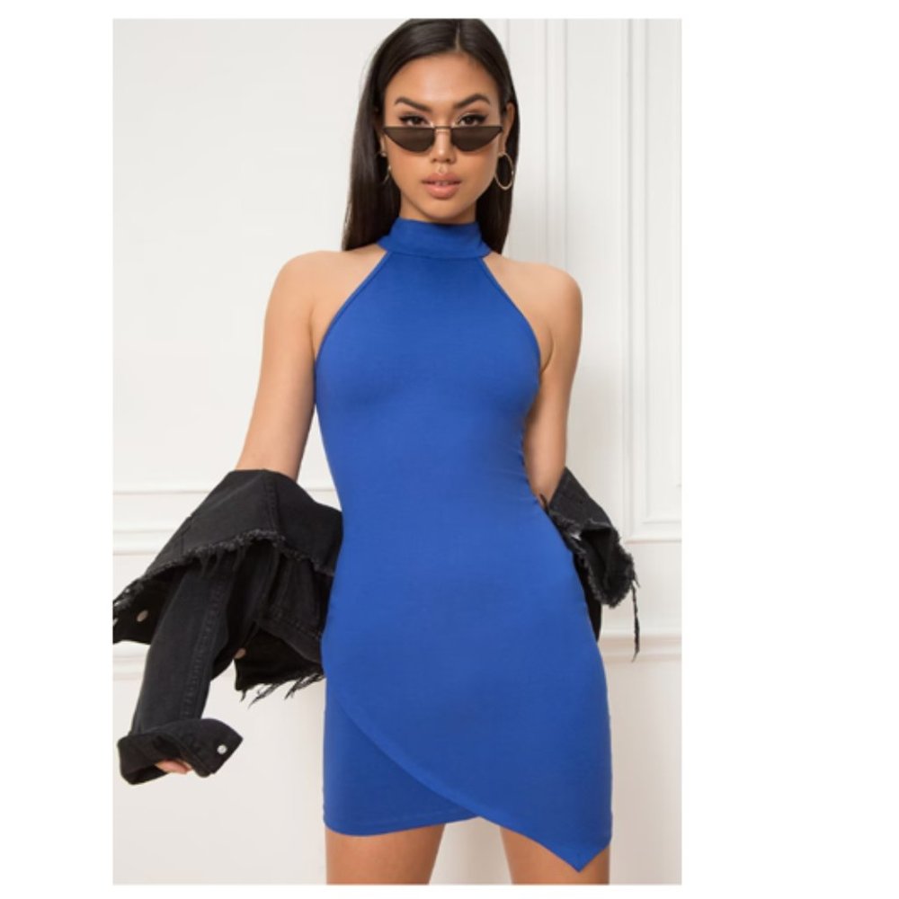 superdown Women's Teagan Wrap Mini Dress in Cobalt Blue Size Small